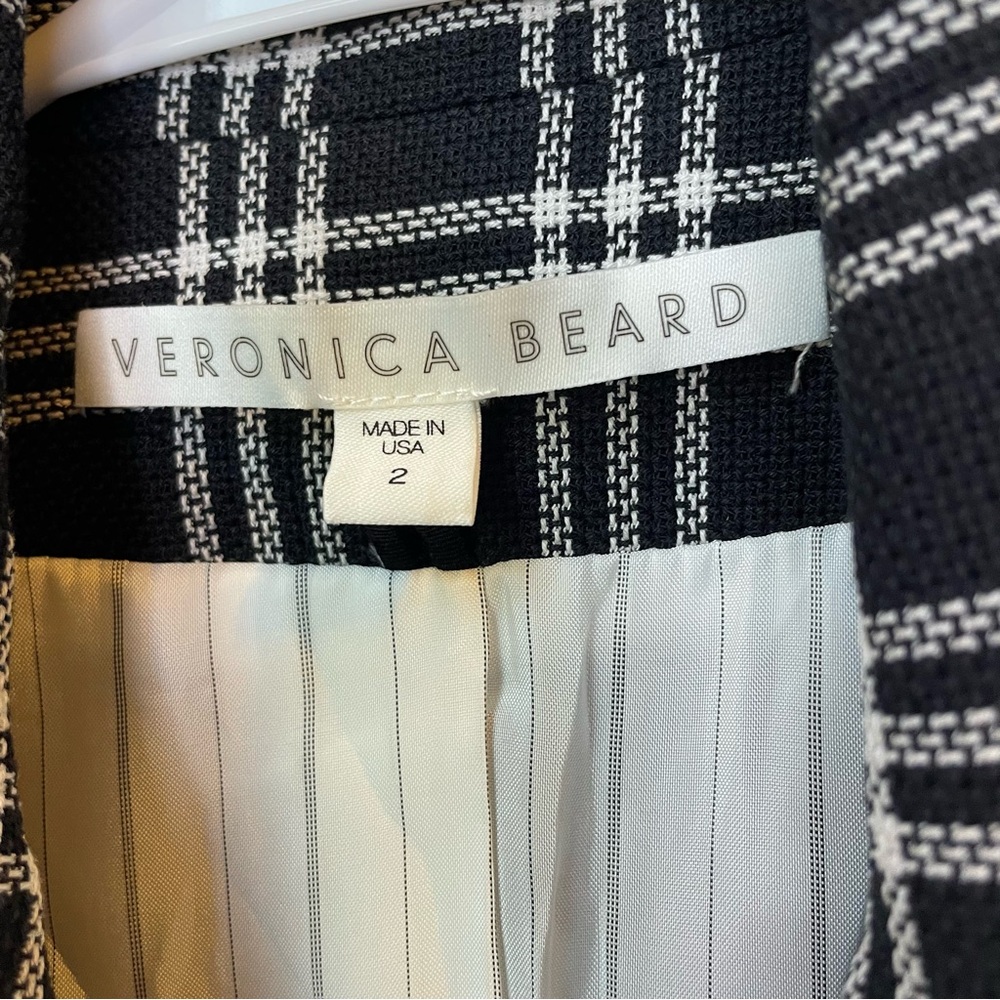 Veronica Beard Jenny Check Plaid Short Sleeve Dickey Jacket Black White Size 2 - Picture 2 of 10